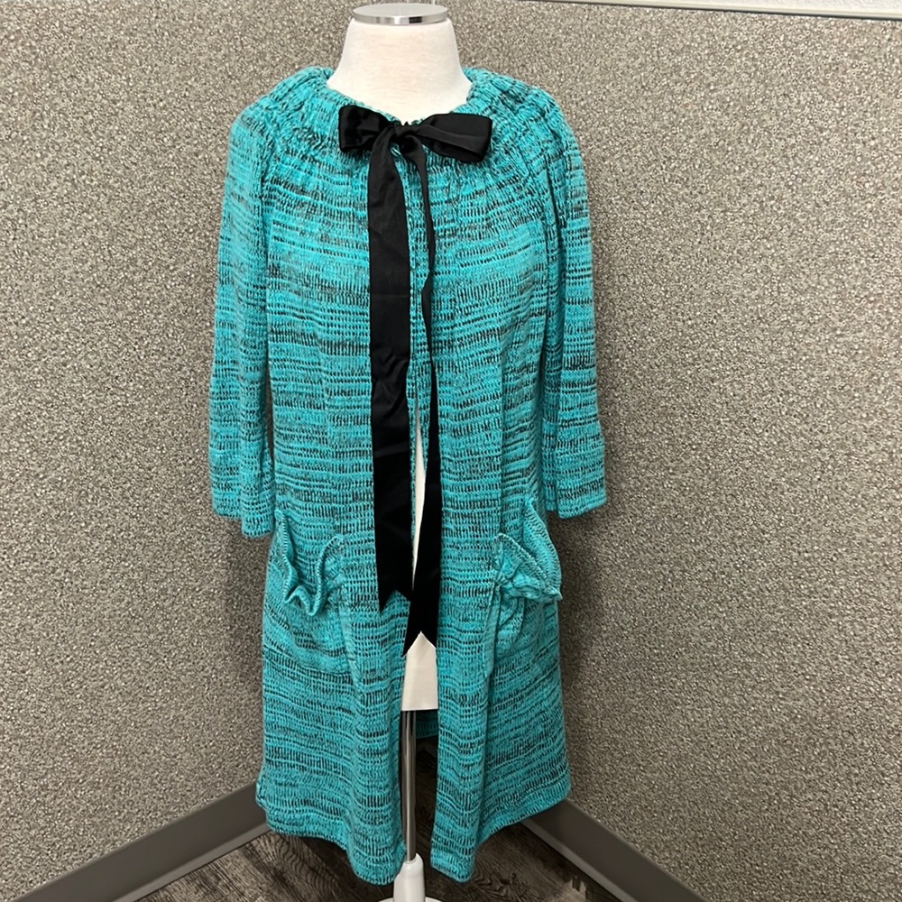 Anthropologie Eva Franco Knee Length Open Front Cardigan Sweater size 6